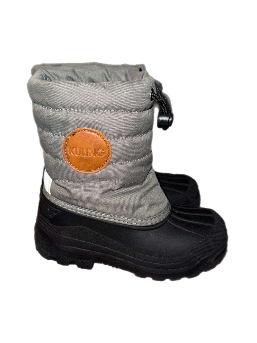 Kuling Kids Gray and Black Waterproof Snow Boots with Drawcord